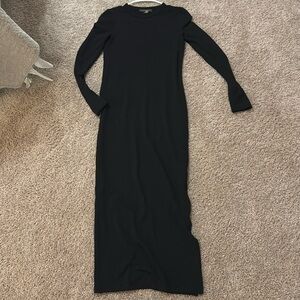 French connection slit leg maxi dress black long sleeve medium